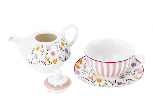 Teiera con tazza Glady in New Bone China – 2 decori assortiti