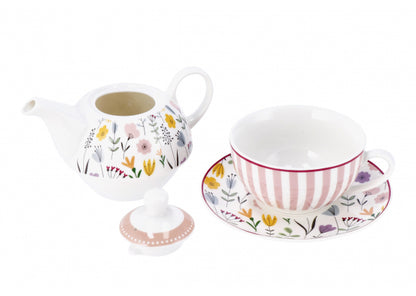 Teiera con tazza Glady in New Bone China – 2 decori assortiti