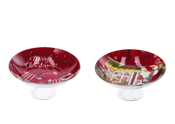 Alzata in vetro 21×9,5 cm – 2 decori natalizi