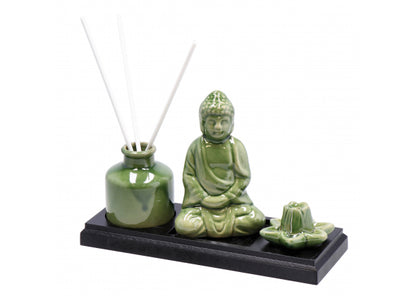 Kit decorazione con portaincensi e diffusore in ceramica – 3 colori – 22×8×12,5 cm