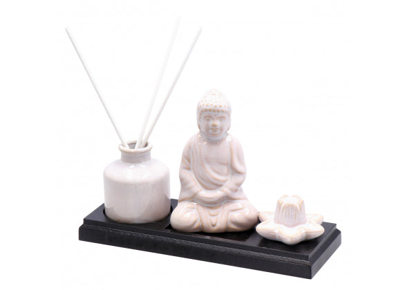 Kit decorazione con portaincensi e diffusore in ceramica – 3 colori – 22×8×12,5 cm
