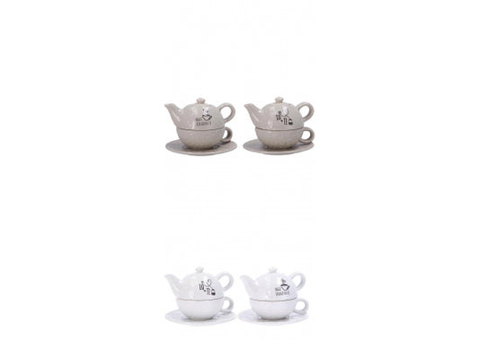Teiera con Tazza in Ceramica – Assortimento 2 decori e 2 colori