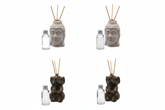 Diffusore fragranza ceramica con olio 30 ml – Buddha / Elefante – 11 cm