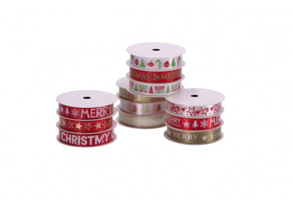 Set 3 Nastri in Tessuto con Espositore da 12 Set – 4 Decori Assortiti