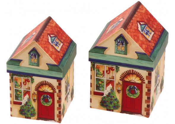 Set 2 Scatole in Cartone Stampato Mod. Casetta