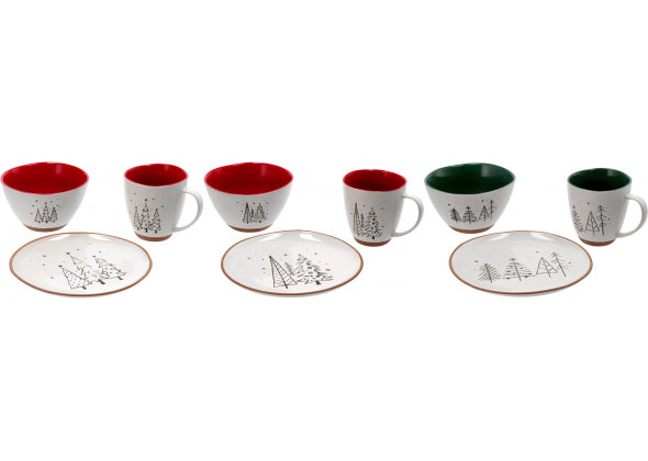 Servizio da Colazione in Ceramica 3 Pz – 3 Decori Assortiti