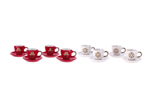 Servizio da Caffè x4 in Ceramica "Gail" – 2 Colori Assortiti