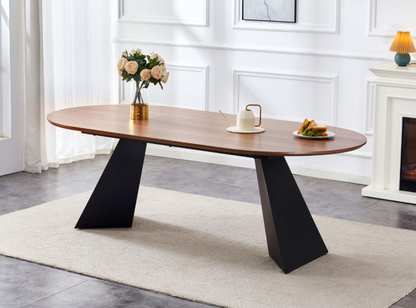 Tavolo fisso Tyler 220x110 cm legno naturale e gambe nere