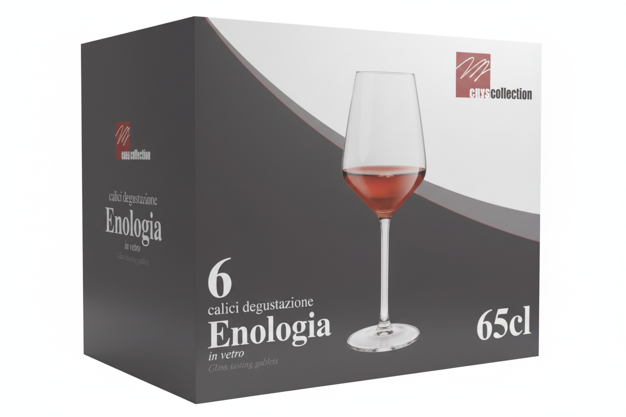 Set 6 Calici Vino Rosso 65cl Enologia – Bicchieri Degustazione in Vetro Trasparente
